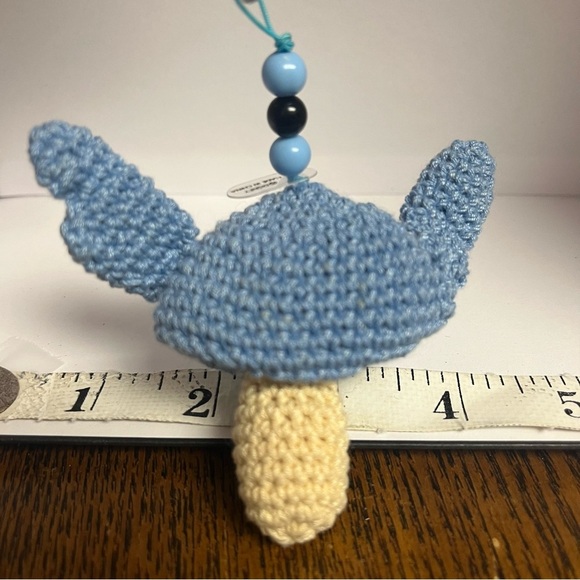 STITCH Blue Knit Mushroom Charm Keychain Tokyo Disney Store Blue - Picture 9 of 9